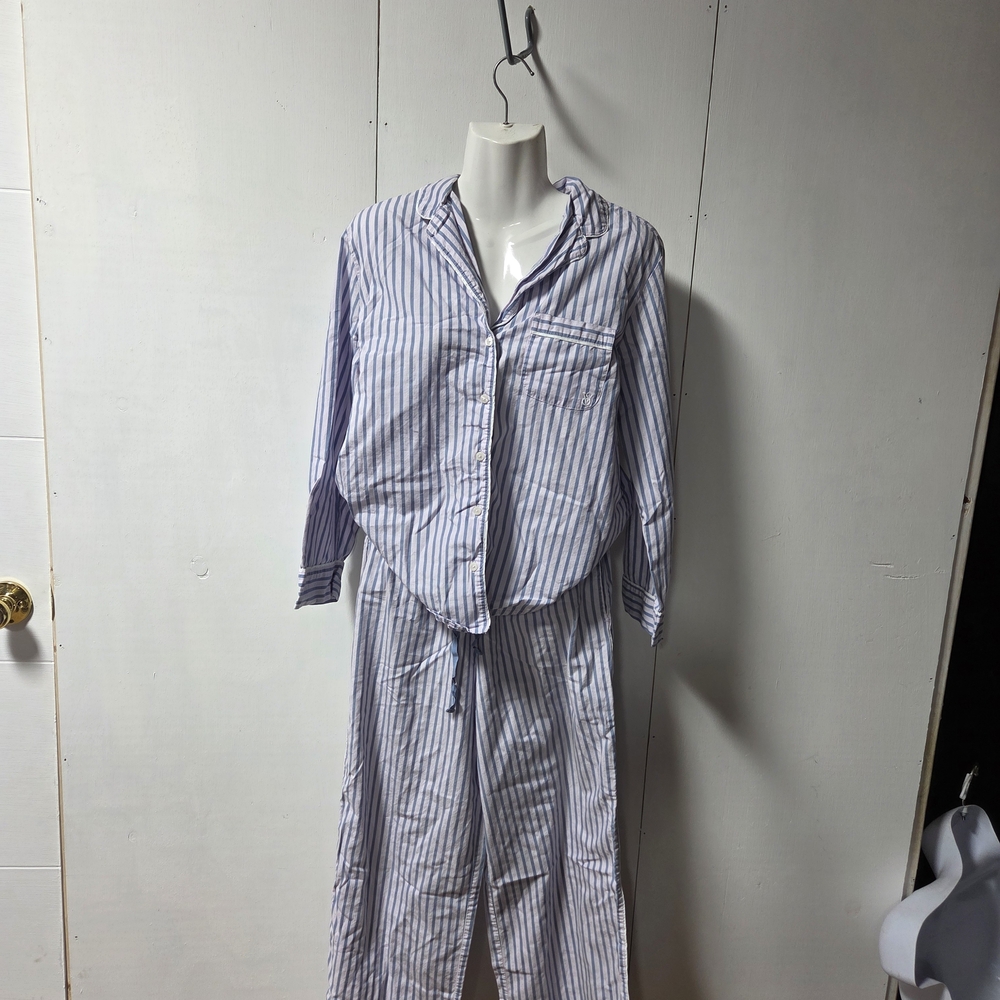 Victoria's Secret Blue and White Striped Pajama Set